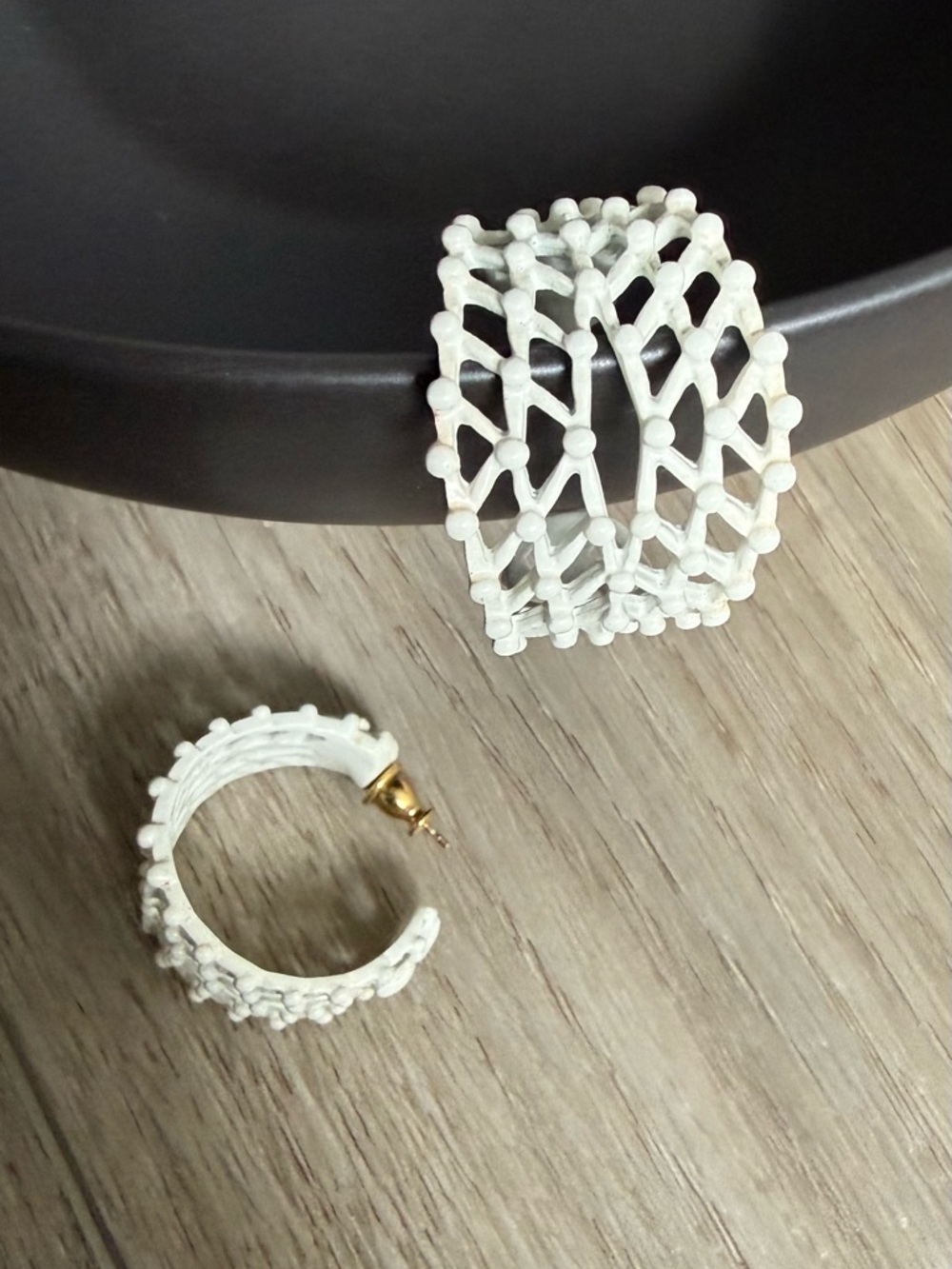 Vintage White Hoop Earrings